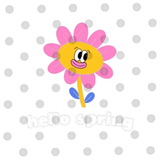 Funny retro hello spring day groovy flowers cute Digital Files