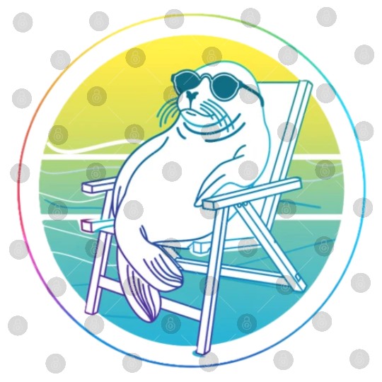 Neon Seal in Beach Chair Digital Files