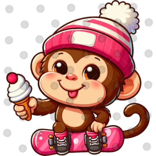 Chimpanzee Snowboarder Winter Action Digital Files