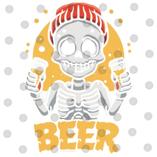 Skeleton drinking beer Digital Files design premium