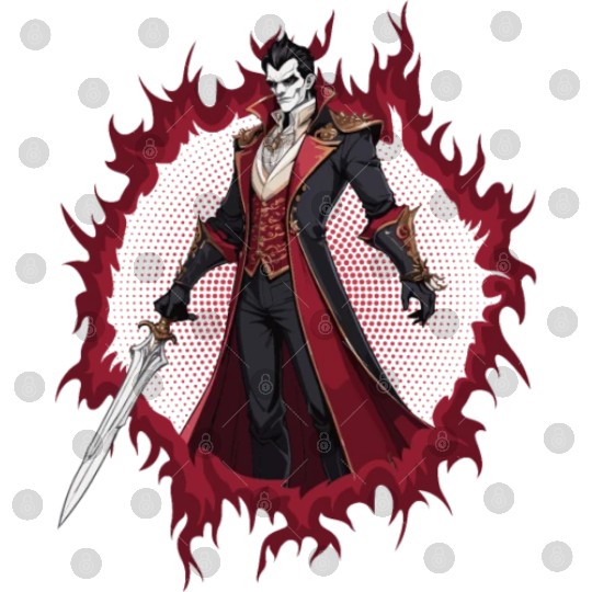 Vampire Lord With Halftone Background Digital Files