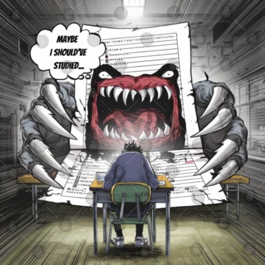 Test Anxiety Student vs Exam Monster Exam Struggle Digital Files