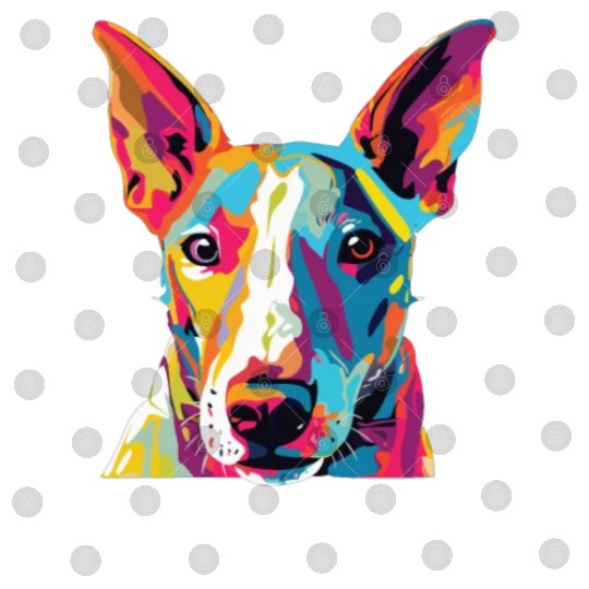 Watercolor Colorful Miniature Bull Terrier Digital Files