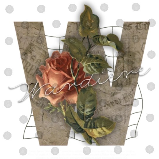 Black Brown Vintage Rose Initial Digital Files