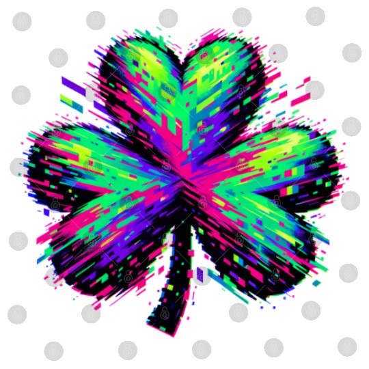 St Patricks Day Glitched Shamrock Digital Files