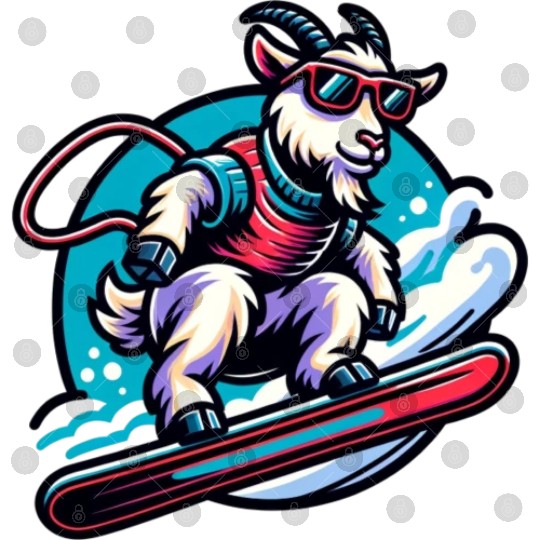Goat Snowboarder Winter Adventure Design Digital Files