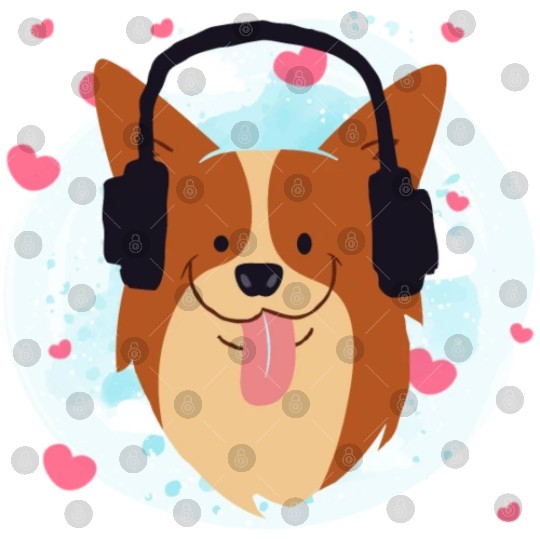Joy Dog Love Music Using Headphone Cheer Happy Digital Files