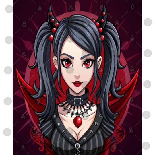 Crimson Shadows,Gothic Anime Girl Digital Files