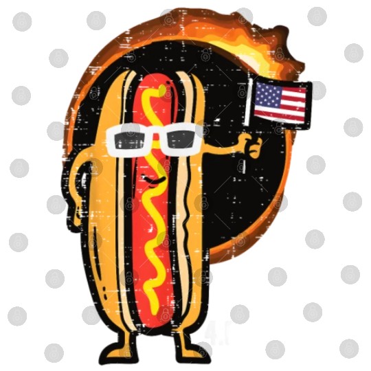 Solar Eclipse Hotdog US Flag 4 08 24 Men Boys Kids Digital Files