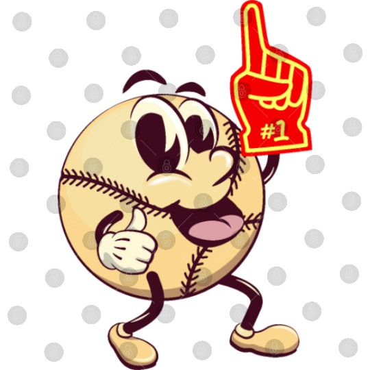 baseball cartoon raising a foam finger number one Digital Files