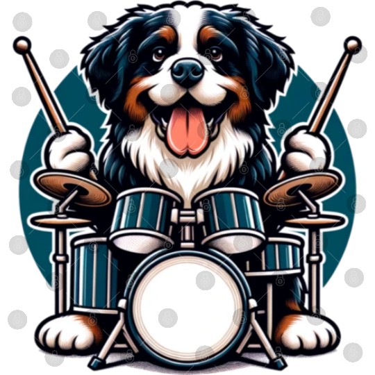 Cool Bernese Mountain Dog Drummer Design Digital Files
