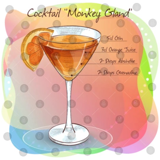 Cocktail Monkey Gland Recipe Gin Orange Juice Digital Files