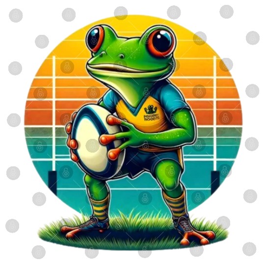 Funky Frog Playing Rugby Digital Files