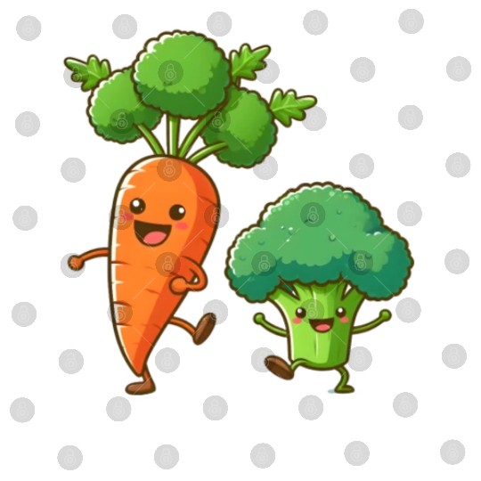 Carrot Dancing with Broccoli Digital Files