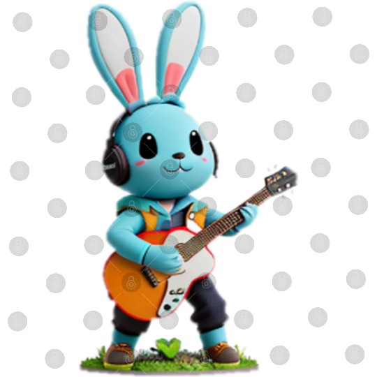 Rabbit playing guitar Digital Files