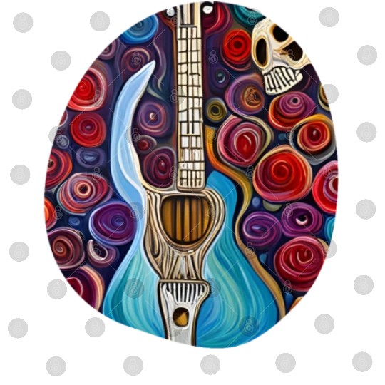 Blue Electric Guitar, Skull and Roses Digital Files