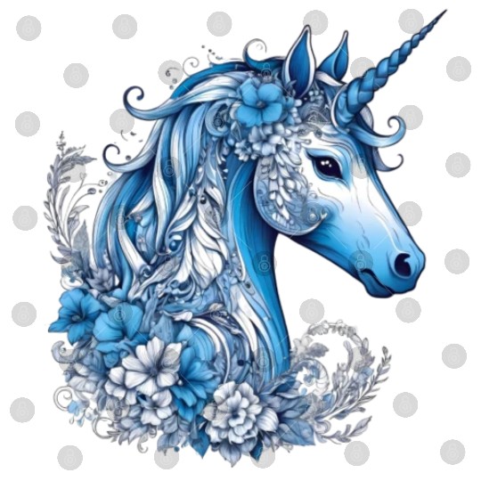 Abstract blue unicorn Digital Files