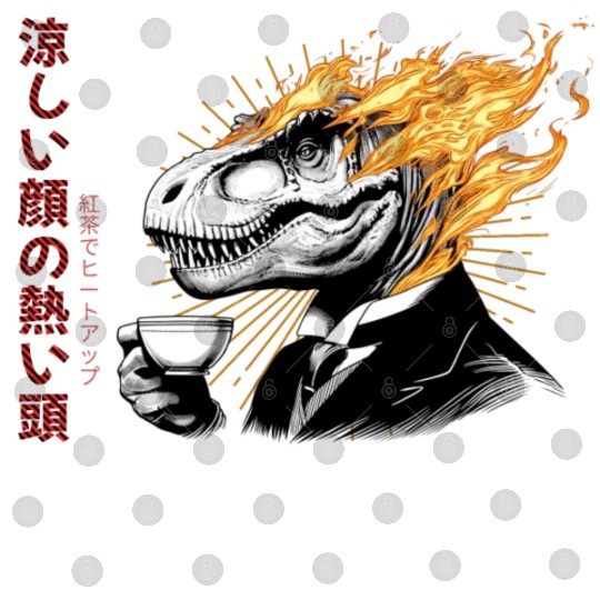 Hot Tea Time with a Japanese T-Rex - Fiery Sip Tea Digital Files