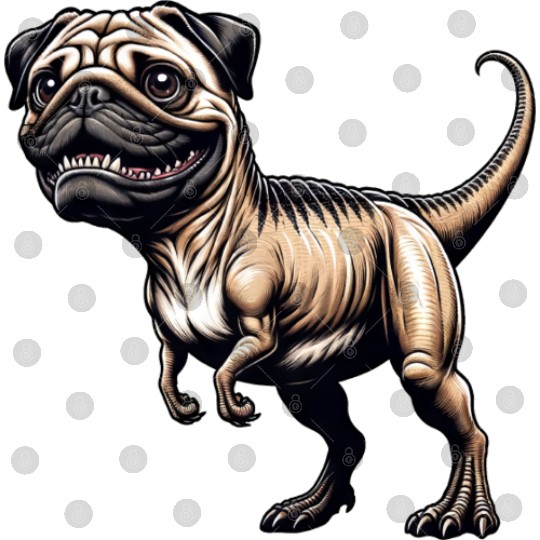 T-Rex & Pug Hybrid Cartoon Fun Digital Files