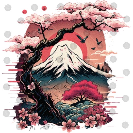 Japanese Sakura Garden Geisha Mount Fuji Cherry Digital Files