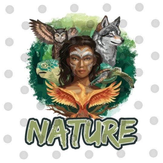 Nature-Inspired Wolf Owl Turtle Phoenix Woman Digital Files