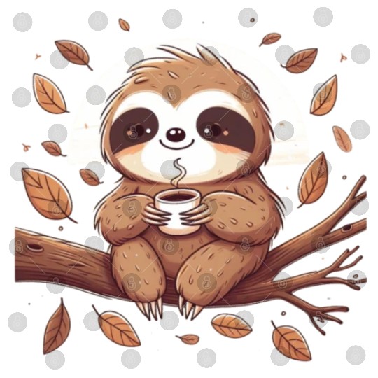 Sloth Drinking Coffee Digital Files