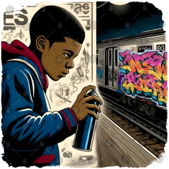 AI Teen in Underground Subway Layup -Masked Border Digital Files