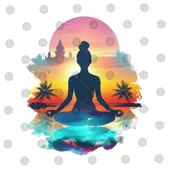 Sunset Yoga Silhouette Tropical Escape Digital Files