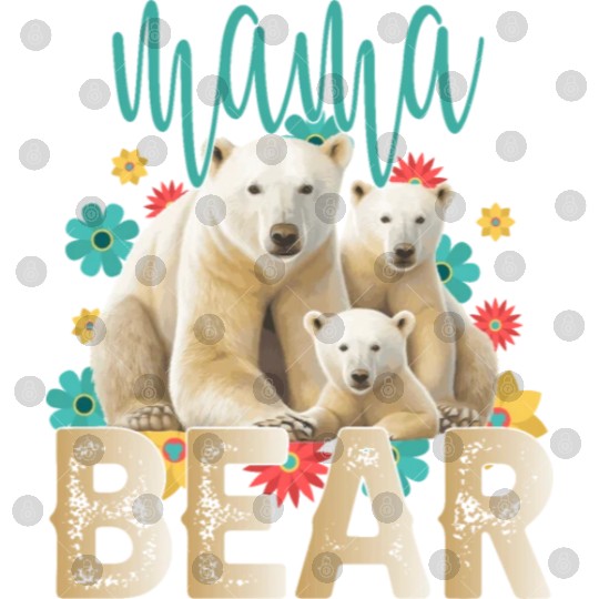 Mama Bear Gift Rose Flowers Mama Bear with 2 Cubs Digital Files