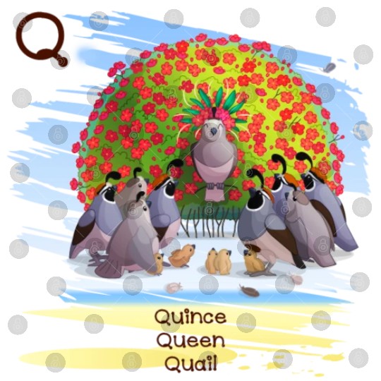 Unique Creative Cute Q Alphabet Quince Queen Quail Digital Files