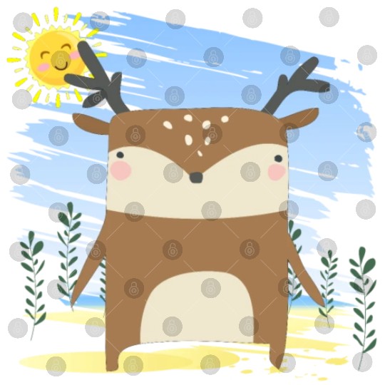 Kawaii Cute Cartoon Deer Adorable Cartoon Digital Files