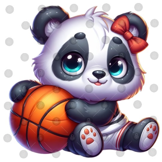 Cute Baby Panda's Basketball Adventures Digital Files