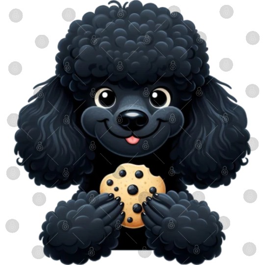 Black Poodle with Cookie Sweet Design Digital Files