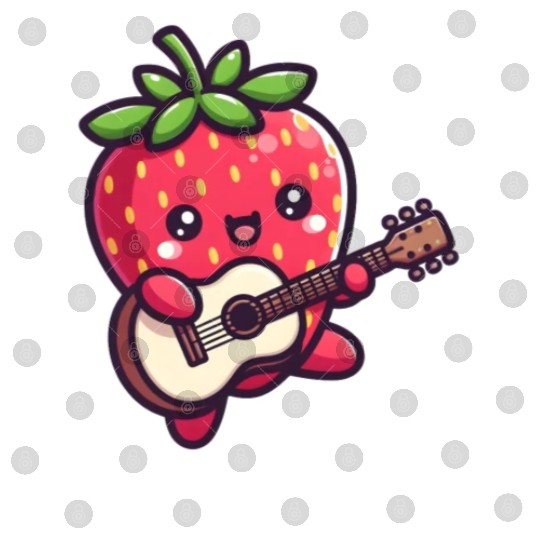 cute strawberry with guitar Digital Files