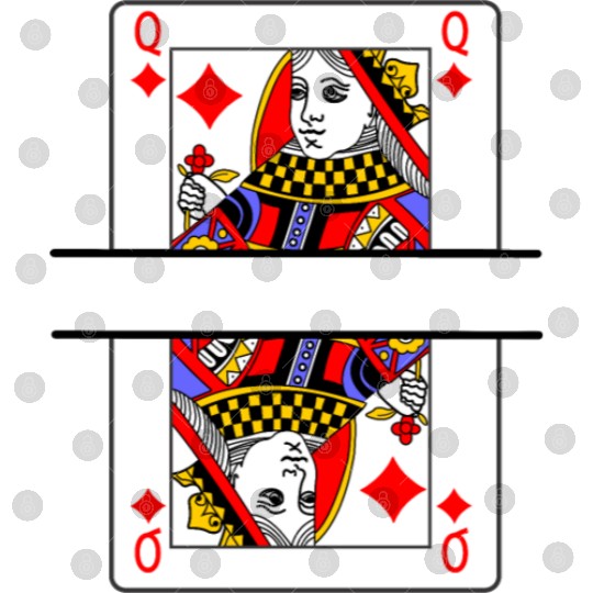 Playing card queen of diamonds with banner space Digital Files