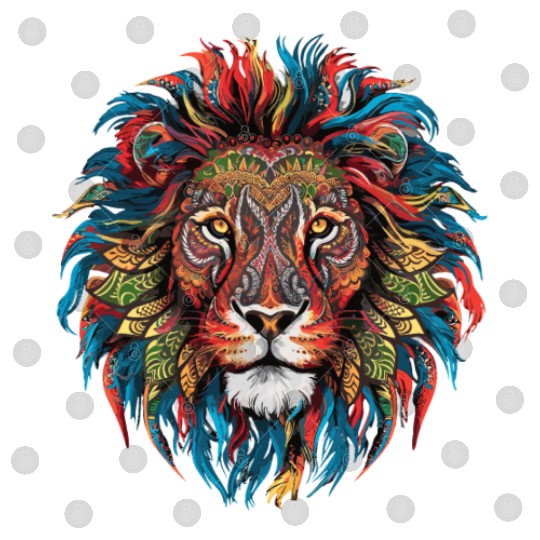 Vibrant Lion Mandala Inspired Artistic Symmetry Digital Files