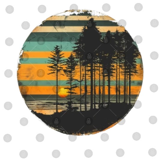 Sunset Forest Nature Outdoors Retro 80s Vibe Digital Files