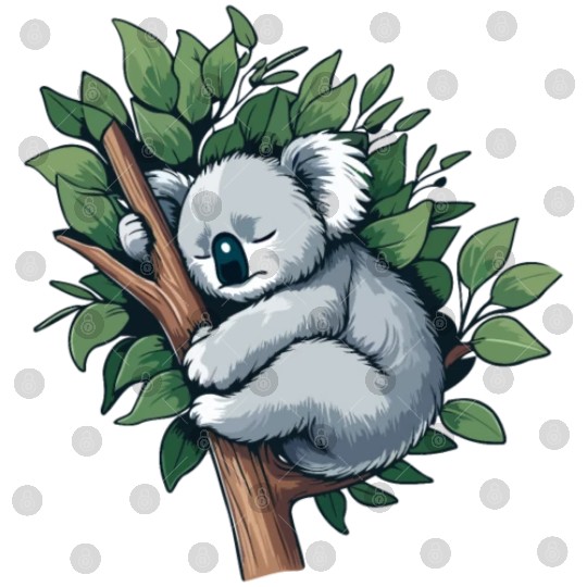 Slumbering Koala: Peaceful Tree Hugger Digital Files
