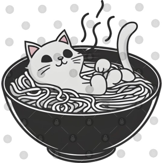 Ramen Cat Kawaii Anime Otaku Bowl Japanese Noodles Digital Files