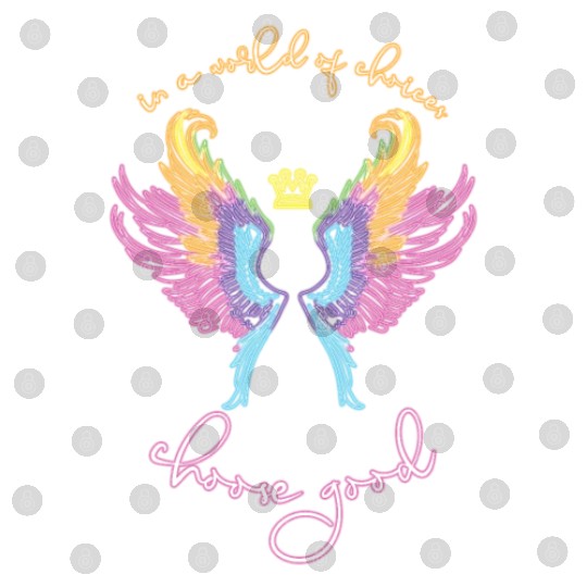 Neon angel wings with a crown Digital Files