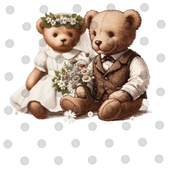 Vintage wedding: teddy bear bride and groom Digital Files