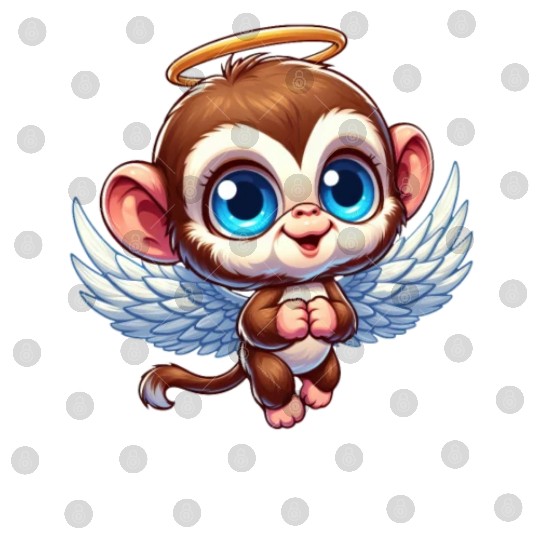Monkey chimpanzee angel cartoon Digital Files