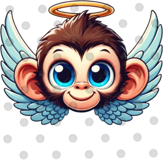 Monkey chimpanzee cartoon angel wings Digital Files