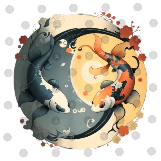 Japanese Koi Fish Yin Yang Digital Files