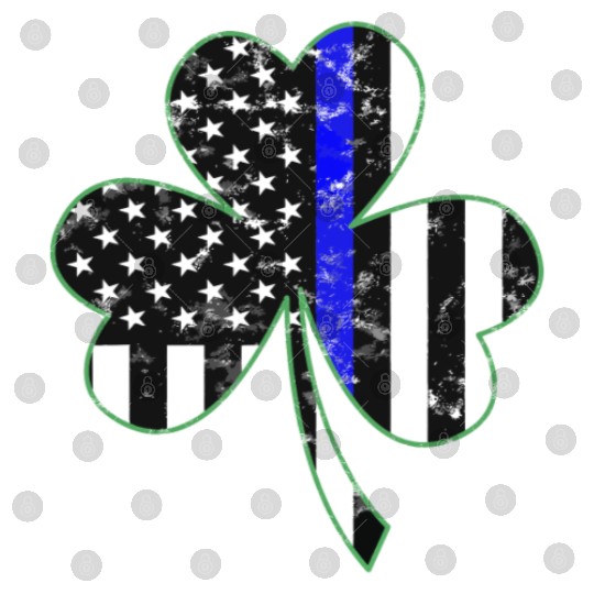 Thin Blue Line St Patricks Day Shamrock Police Digital Files