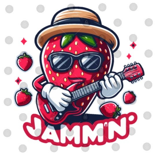 Jammin Strawberry Jam Playing a Guitar Rock n Roll Digital Files