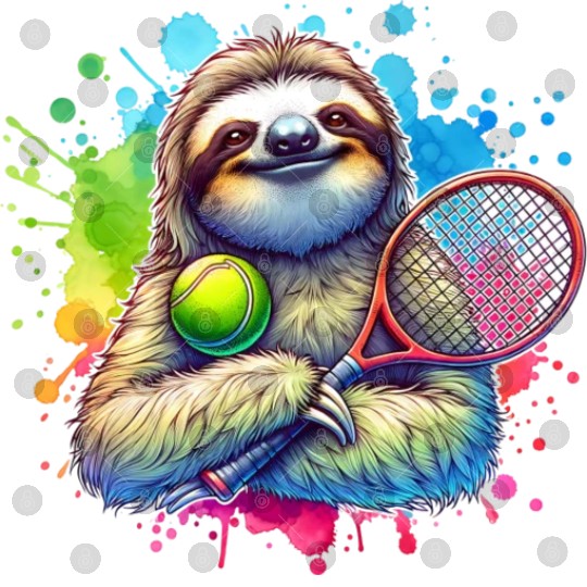 Sloth Tennis Player Cool Court Match Design Digital Files