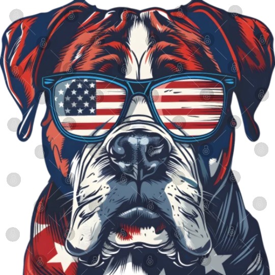 Boxer dog. American memorial day Digital Files