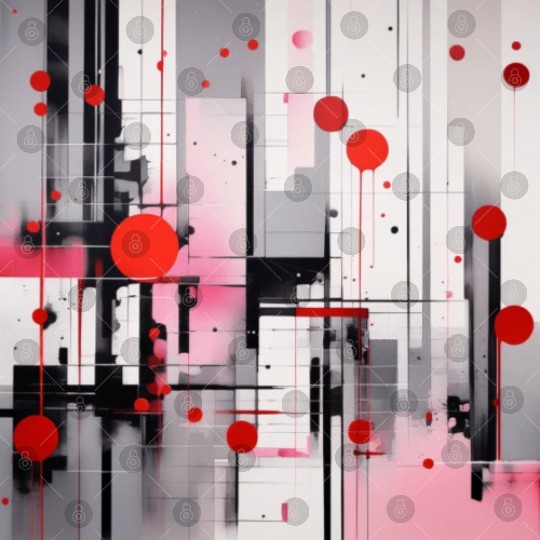 Red Black Light Pink and Gray Dots and Lines Digital Files