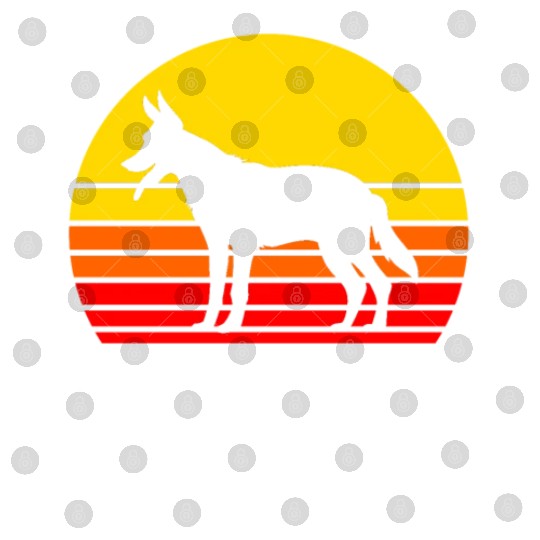 Retro Sunset Dog Silhouette Belgian Malinois Dog Digital Files